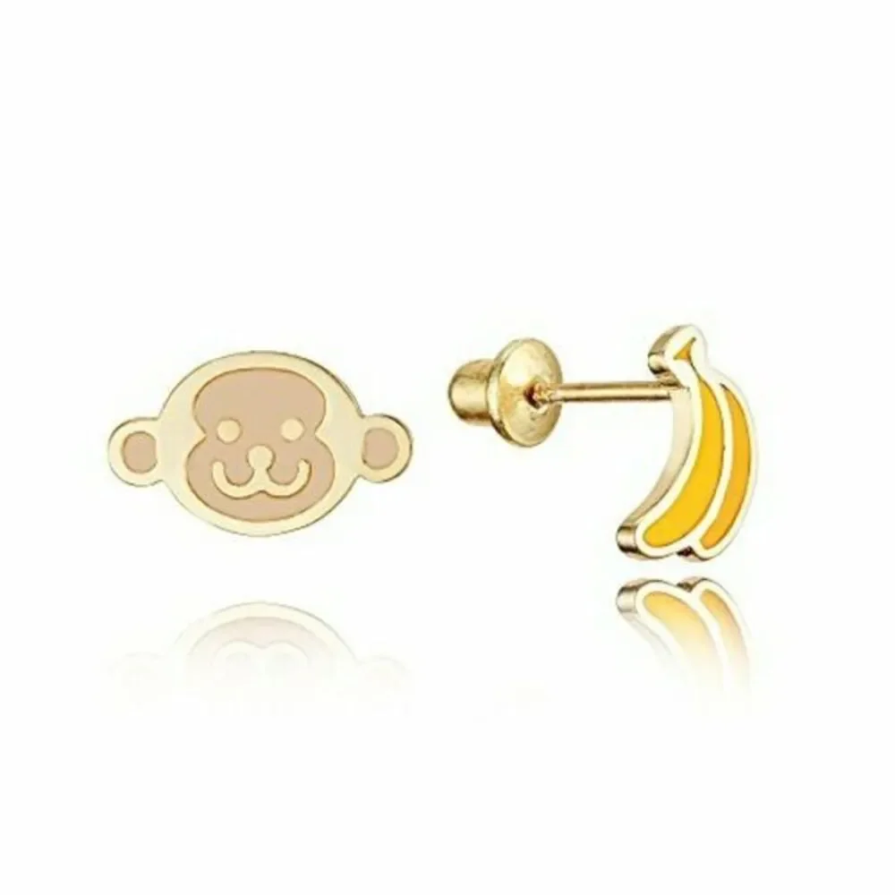 HOST PICK 14k gold plated Banana&Monkey Earrings